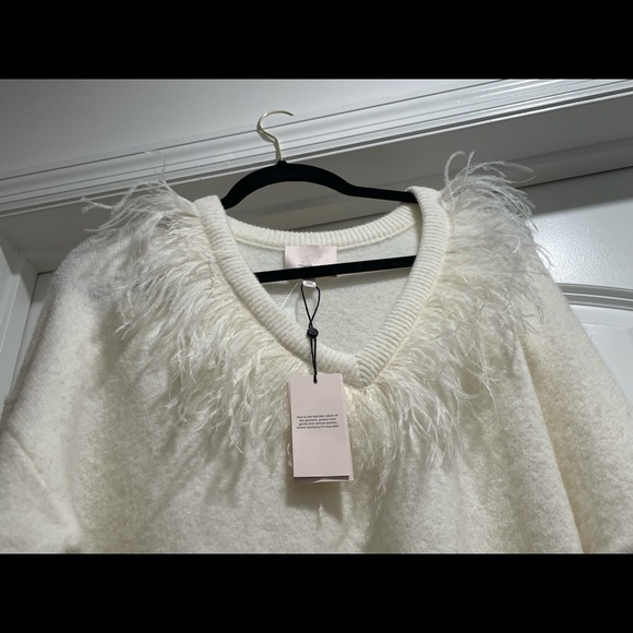 Cinq a sept white feather sweater - Picture 5 of 8